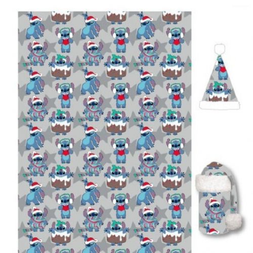 Disney Lilo și Stitch Grey set de pătură și căciulă de flanel de Crăciun