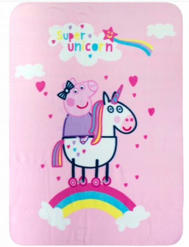 Purcelușa Peppa Pătură fleece Unicorn 100x140cm