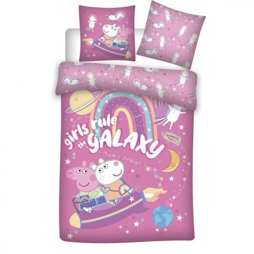 Purcelușa Peppa Set de Lenjerie de Pat Galaxy 140×200cm, 63×63 cm Microfibră