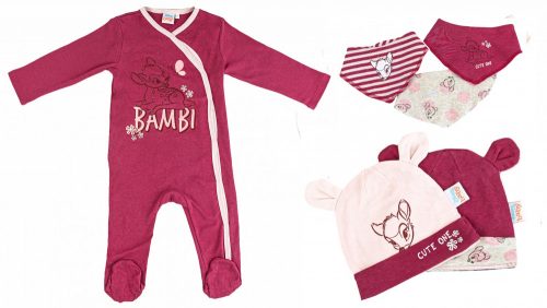 Disney Bambi costum pentru bebeluși + căciulă și bavetă set 6 bucăți 86/92 cm