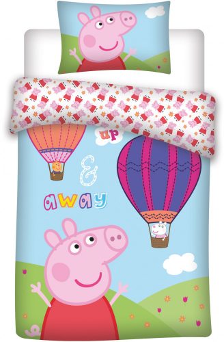 Purcelușa Peppa Set de lenjerie de pat pentru copii cu balon cu aer cald 100×135cm, 40×60 cm