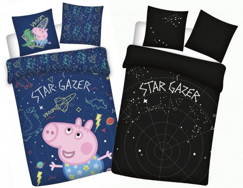 Purcelușa Peppa Star-gazer Husă de pat pentru copii fosforescentă 100x135cm, 40x60cm