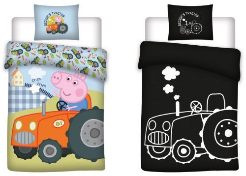 Purcelușa Peppa George's Tractor set de lenjerie pentru copii fosforescentă 100x135cm, 40x60cm