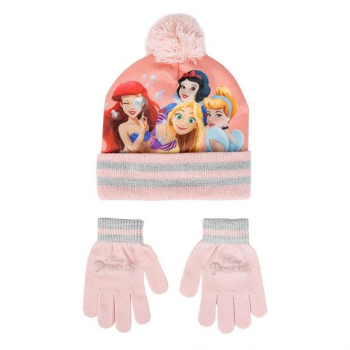 Prințesele Disney Pink Set copil: căciulă + mănuși