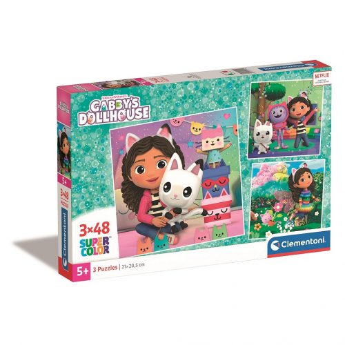 Gabby's Dollhouse Playland Puzzle Clementoni de 3x48 bucăți