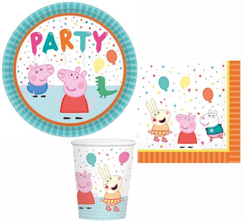 Purcelușa Peppa Confetti set de petrecere cu 32 de piese și farfurii de 23 cm