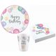 La mulți ani Happy Birthday Set de petrecere pastel 36 bucăți cu farfurie de 23 cm