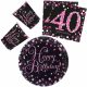 La mulți ani Happy Birthday Pink 40 set de petrecere 32 buc cu farfurie de 23 cm