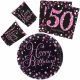 La mulți ani Set petrecere Happy Birthday Pink 50 cu 32 de bucăți farfurie de 23 cm