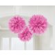 Colorat Bright Pink Decorațiune roz pom pom suspendată 3 buc