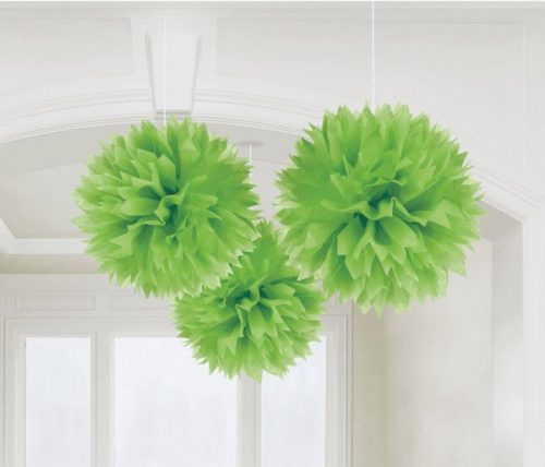 Colorat Kiwi Green Decorațiune pom pom verde suspendată, set de 3