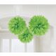 Colorat Kiwi Green Decorațiune pom pom verde suspendată, set de 3