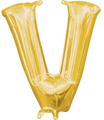 Aur, balon folie litera V mini aurie 33 cm