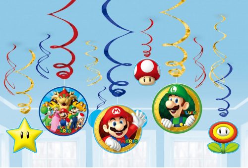 Super Mario Mushroom World set decorativ cu panglici de 12 bucăți