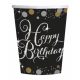 La mulți ani Gold Pahar de hârtie Happy Birthday 8 buc 250 ml