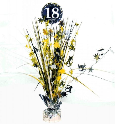 La mulți ani Gold Decorațiune de masă Happy Birthday 18, 45,7 cm