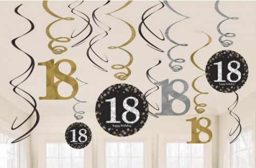 La mulți ani Gold Decorare Panglică Happy Birthday 18 Set 12 buc