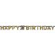 La mulți ani Happy Birthday Gold 21 banner holografic 213 cm