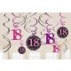 La mulți ani Pink Decorațiune panglică 18 Happy Birthday set de 12 bucăți