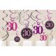 La mulți ani Pink Happy Birthday 30 Set de decorațiuni cu panglică 12 bucăți