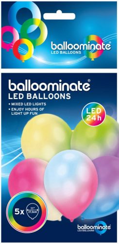 Colorat Multicolor  Balon LED iluminat, 5 bucăți, 11 inch (27,5 cm)