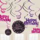 La mulți ani Pink Set decorațiuni panglică Happy Birthday 12 buc