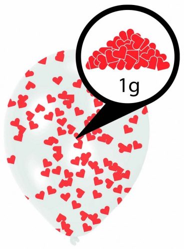 Iubire Hearts Balon umplut cu confetti în formă de inimă, set de 6 bucăți 11 inch (27,5 cm)