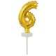 Numere Gold, Gold numărul 6 balon de folie pentru tort 13 cm