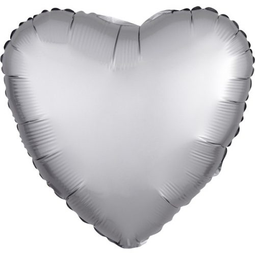 Satin Balon din folie în formă de inimă Silk Silver 43 cm