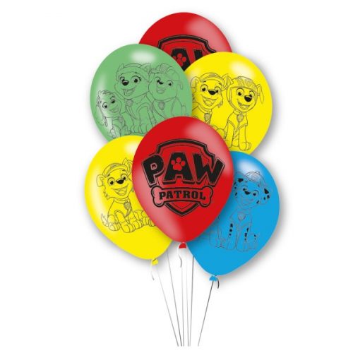Patrula Cățelușilor Color Paws balon, balon 6 bucăți 11 inch (27,5 cm)