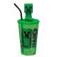 Minecraft Green pahar din plastic cu pai 3D 443 ml