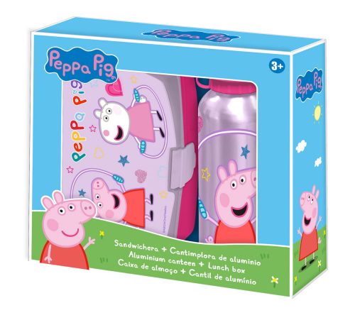 Purcelușa Peppa Set cutie sandvișuri Jump Rope + sticlă de aluminiu