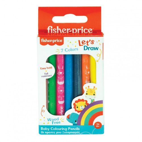 Fisher-Price Let's Draw creioane colorate pentru bebeluși, set de 7 buc