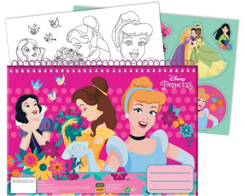 Prințesele Disney Spring Caiet de schițe spirală A/4 cu 40 de file și autocolante