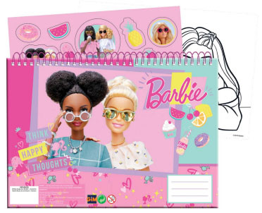 Barbie Happy Thoughts Caiet schițe A/4 cu spirală, 40 pagini și autocolante