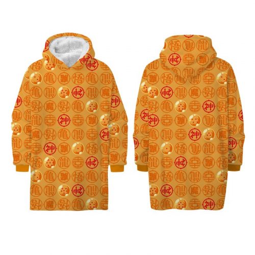 Dragon Ball Zenkai pătură cu glugă din fleece sherpa căptușită pentru adulți, poncho