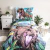 Jurassic World Roar husă de pat fosforescentă 140×200cm, 70x90 cm