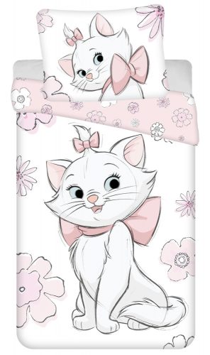 Disney Marie Flowers set de lenjerie de pat 140×200cm, 70×90 cm