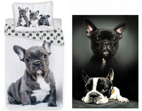 Câine French Bulldogs set de lenjerie de pat și pătură polar