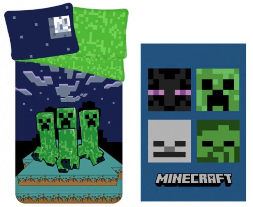 Minecraft Sssleep Tight set de lenjerie și pătură polară