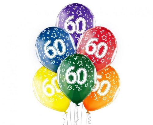 La mulți ani Balon colorat La mulți ani 60, set de 6 bucăți 12 inch (30cm)