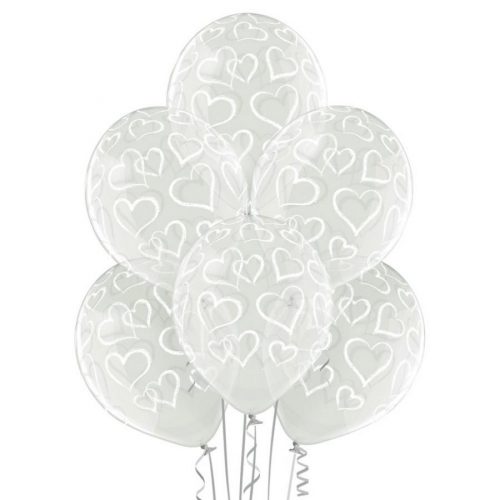 Iubire White Hearts Balon inimă, 6 buc 12 inch (30 cm)