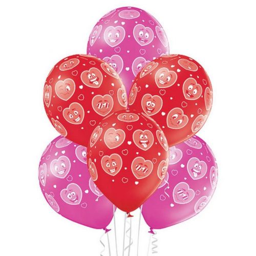 Iubire Heart Smileys Balon în formă de inimă, set de 6 bucăți 12 inch (30 cm)