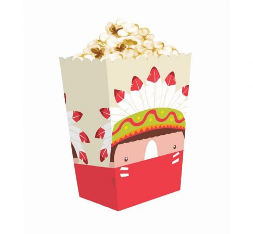 Indian Party cutie de popcorn din hârtie 19 cm 4 buc