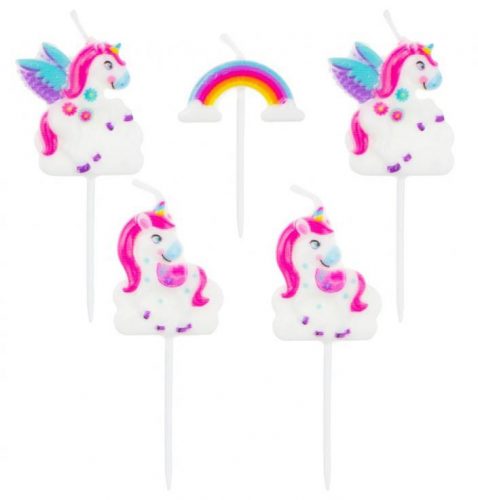 Unicorn Rainbow  lumânare de tort, set de lumânări 5 buc