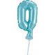 Numere Light Blue Balon din folie albastră, cifra 0, pentru tort, 13 cm