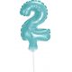 Numere Light Blue Balon din folie cu numărul 2 albastru pentru tort 13 cm