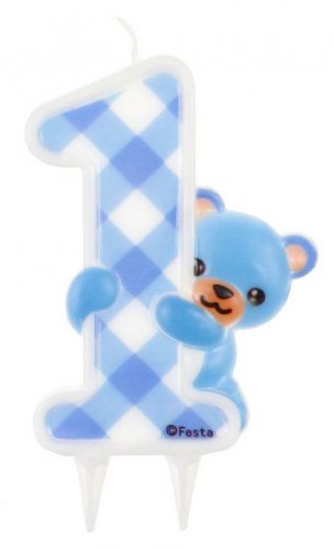 Numere Blue Teddy Lumânare de tort pentru prima aniversare