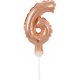 Numere Rose Gold Balon din folie cifră 6 pentru tort 13 cm