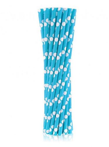 Colorat Blue Polka Dots Paie din hârtie albastră 24 buc